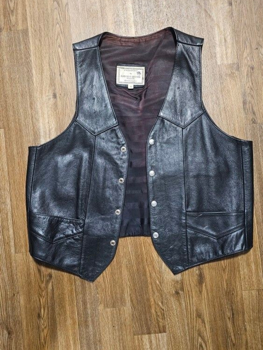 Men's Black Leather Snap-Front Vest